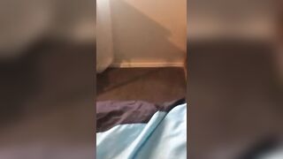 MILF desperate pee off her bed