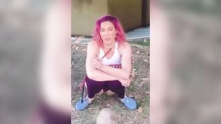 Pee: Whitney Cummings taking a piss in the grass on Instagram #2