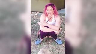 Pee: Whitney Cummings taking a piss in the grass on Instagram #3