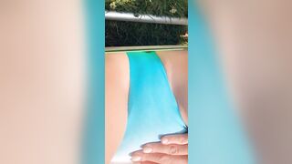 Passing my bathing suit and rubbing it on my tit.... I miss summer