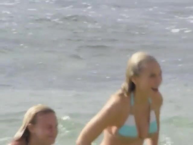 Blond bikini pantsing